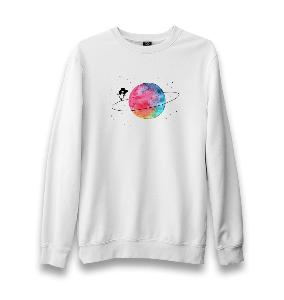 Space - Orbit Unisex White Sweatshirt - Premium  from W.E.N.S. WIND - Just 10990! Shop now at W.E.N.S. WIND