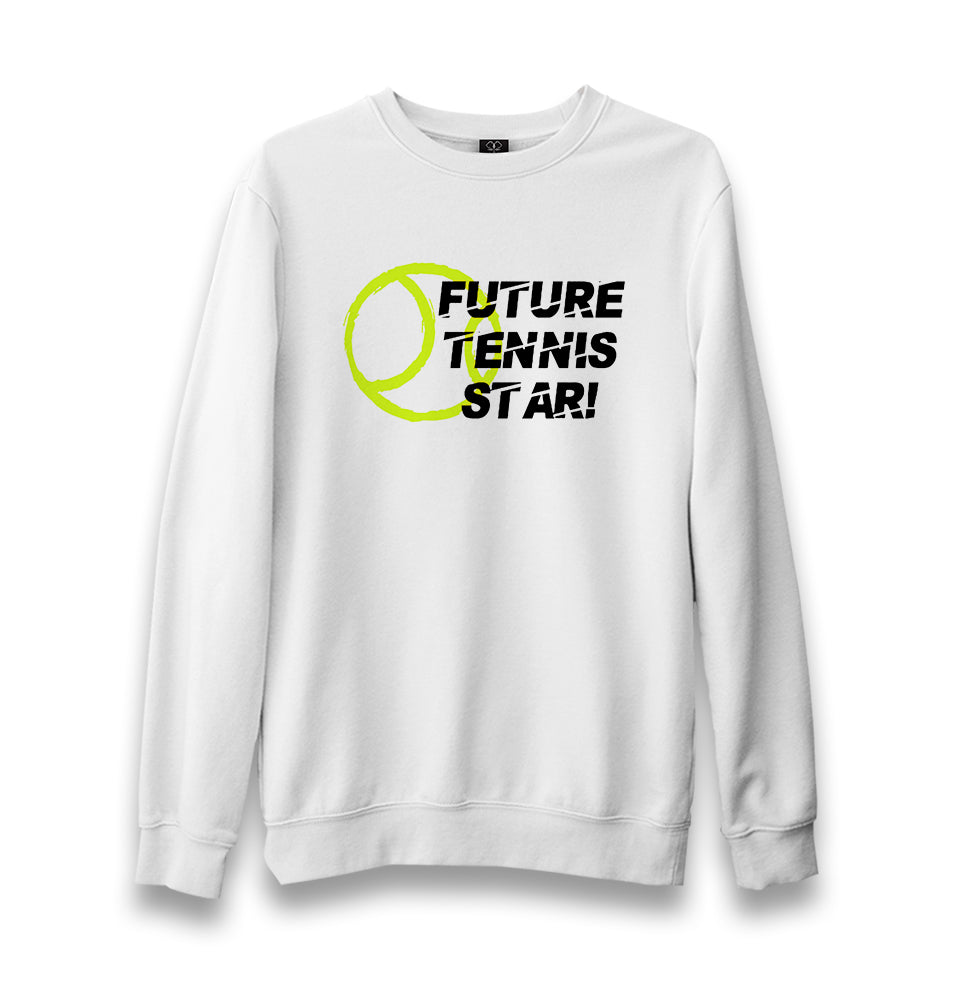 Future Tennis Star Unisex White Sweatshirt - Premium  from W.E.N.S. WIND - Just 10990! Shop now at W.E.N.S. WIND