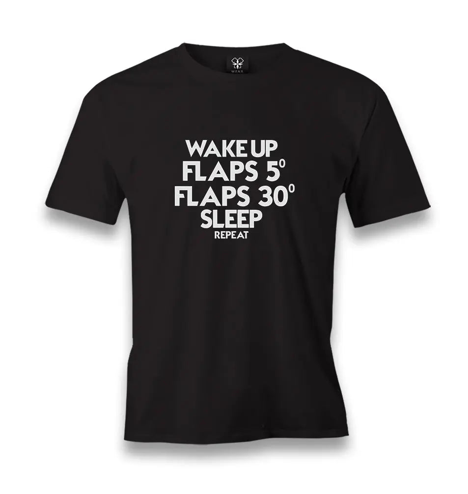 Wake Up - Flaps - Sleep - Repeat Men's Black Tshirt - Premium  from W.E.N.S. WIND - Just 6490! Shop now at W.E.N.S. WIND