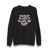 Wake Up - Flaps - Sleep - Repeat Unisex Black Sweatshirt - Premium  from W.E.N.S. WIND - Just 10990! Shop now at W.E.N.S. WIND