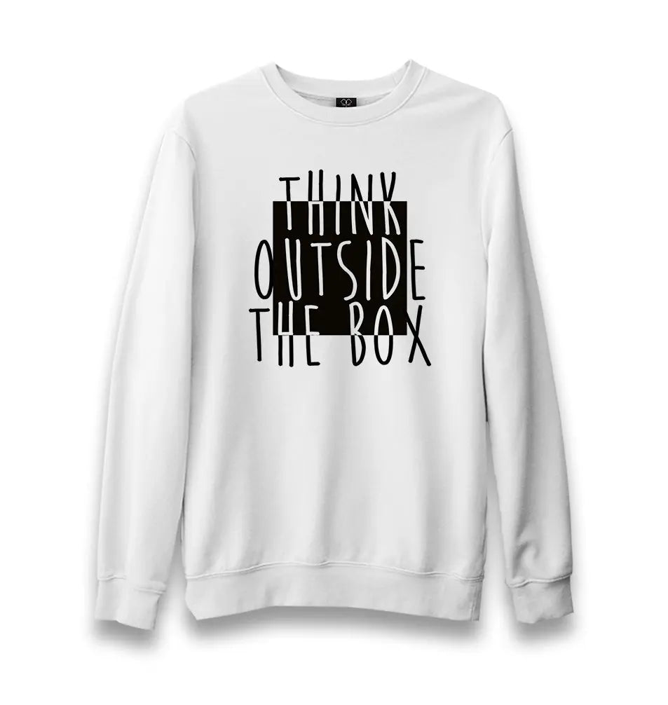 Think Outside The Box Unisex White Sweatshirt - Premium  from W.E.N.S. WIND - Just 10990! Shop now at W.E.N.S. WIND