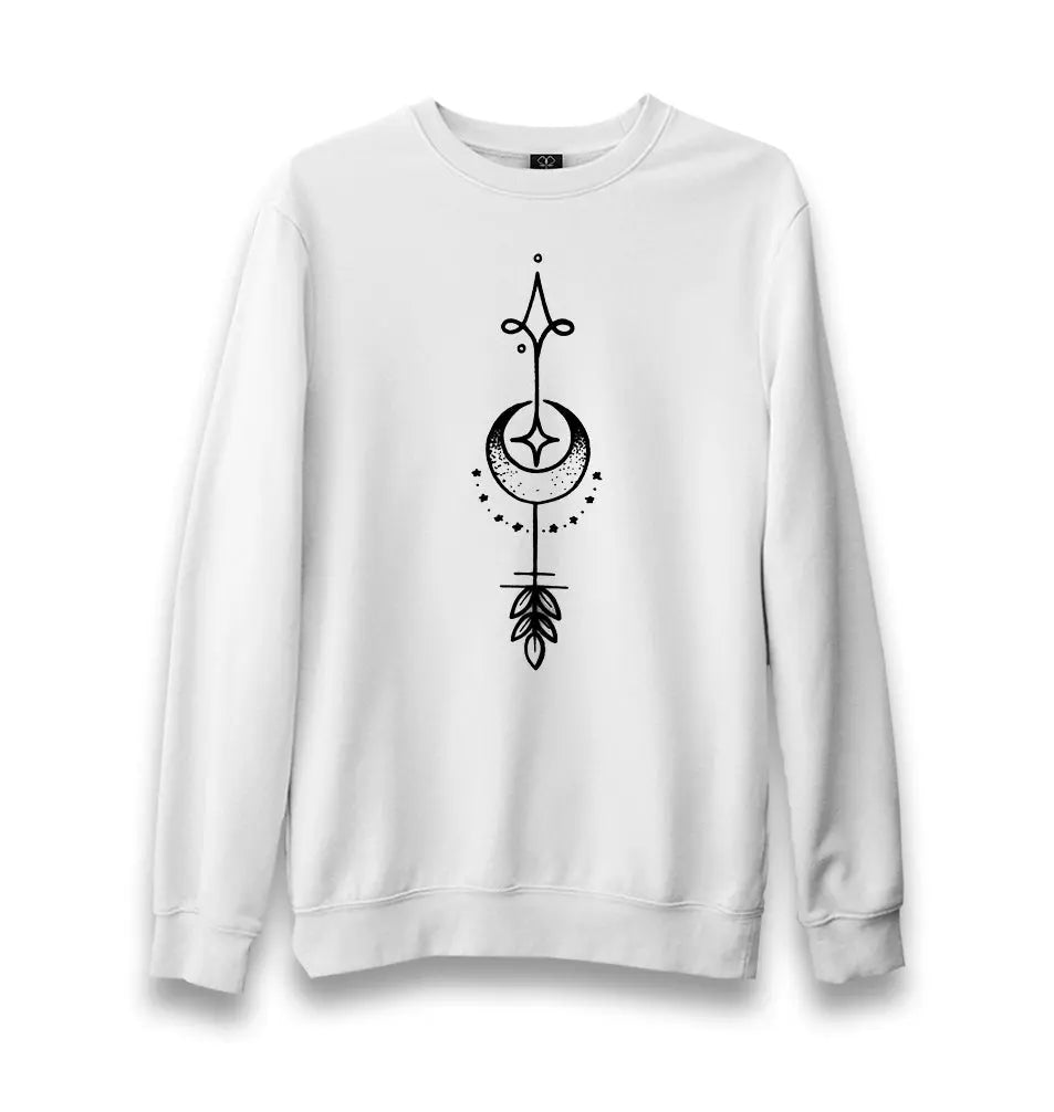 Tattoo - Moon Arrow Unisex White Sweatshirt - Premium  from W.E.N.S. WIND - Just 10990! Shop now at W.E.N.S. WIND