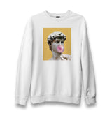 Michelangelo - David Behind Bubble Gum Unisex White Sweatshirt - Premium  from W.E.N.S. WIND - Just 10990! Shop now at W.E.N.S. WIND