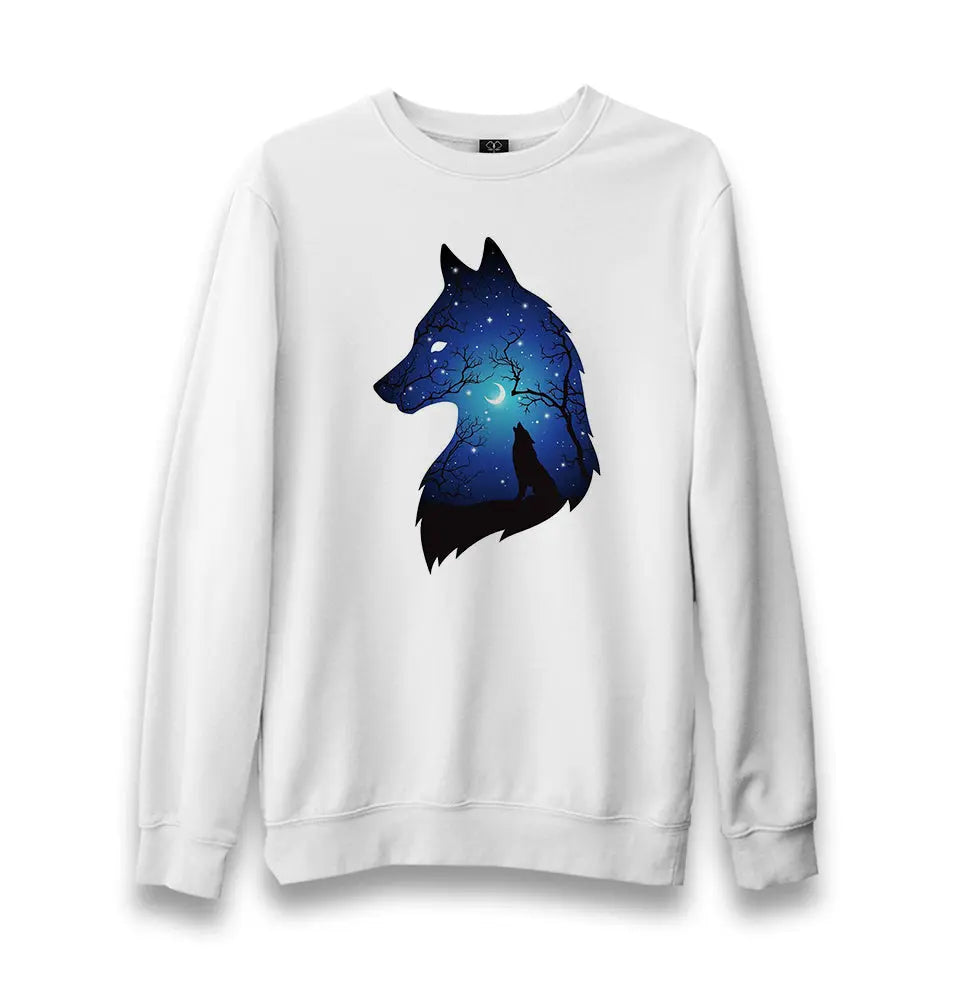 Wolfs At Night Unisex White Sweatshirt - Premium  from W.E.N.S. WIND - Just 10990! Shop now at W.E.N.S. WIND