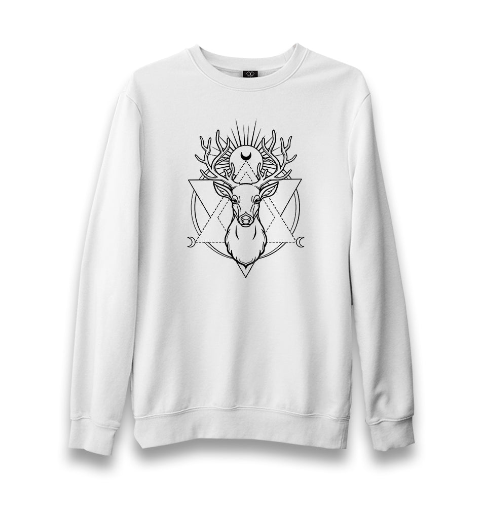 Deer Under Moon Unisex White Sweatshirt - Premium  from W.E.N.S. WIND - Just 10990! Shop now at W.E.N.S. WIND