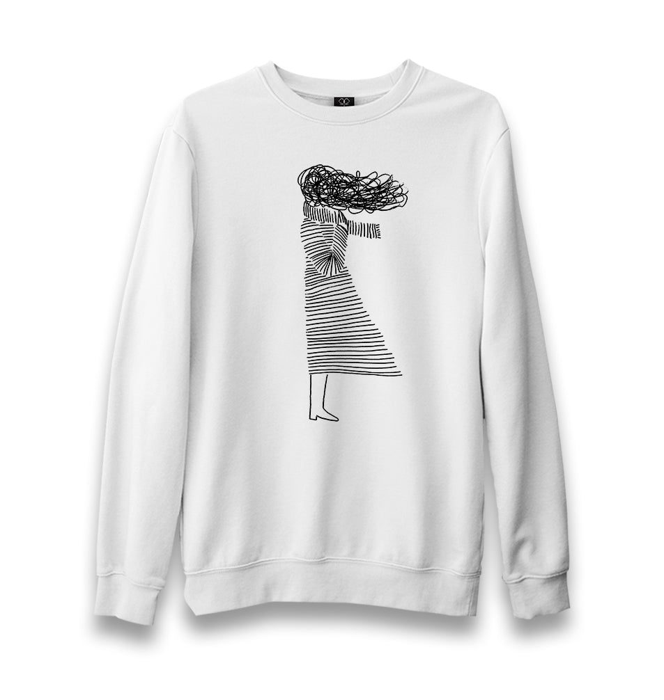 Girl With The Wind Unisex White Sweatshirt - Premium  from W.E.N.S. WIND - Just 10990! Shop now at W.E.N.S. WIND
