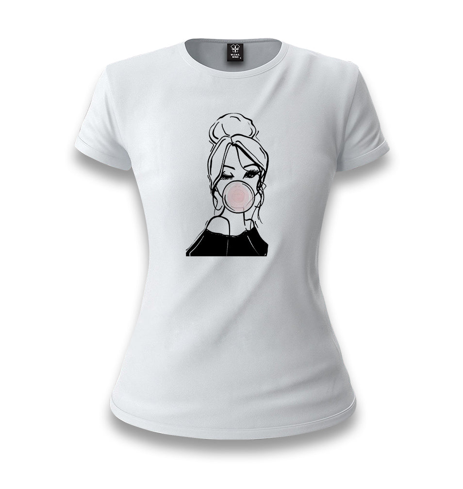 Girl Behind Bubble Gum White Women T-shirt - Premium  from W.E.N.S. WIND - Just 6490! Shop now at W.E.N.S. WIND