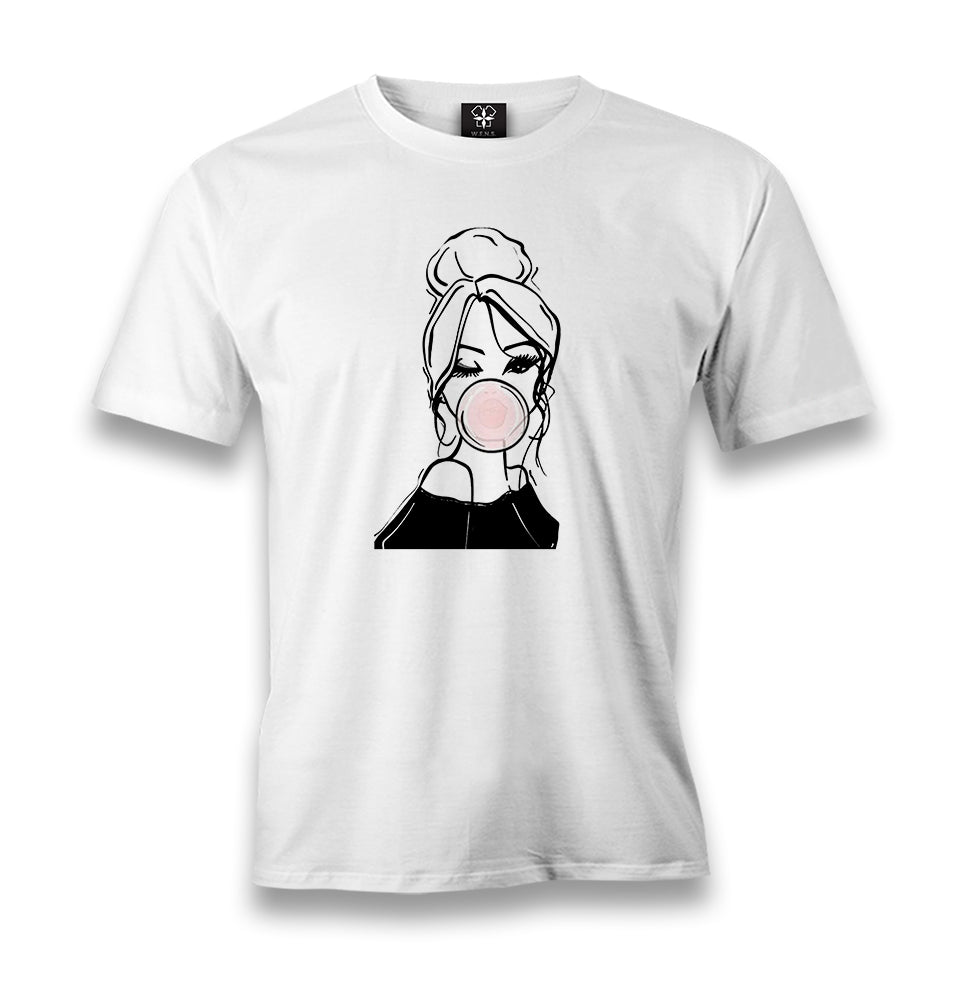 Girl Behind Bubble Gum Men's White Tshirt - Premium  from W.E.N.S. WIND - Just 6490! Shop now at W.E.N.S. WIND