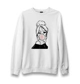 Girl Behind Bubble Gum Unisex White Sweatshirt - Premium  from W.E.N.S. WIND - Just 10990! Shop now at W.E.N.S. WIND