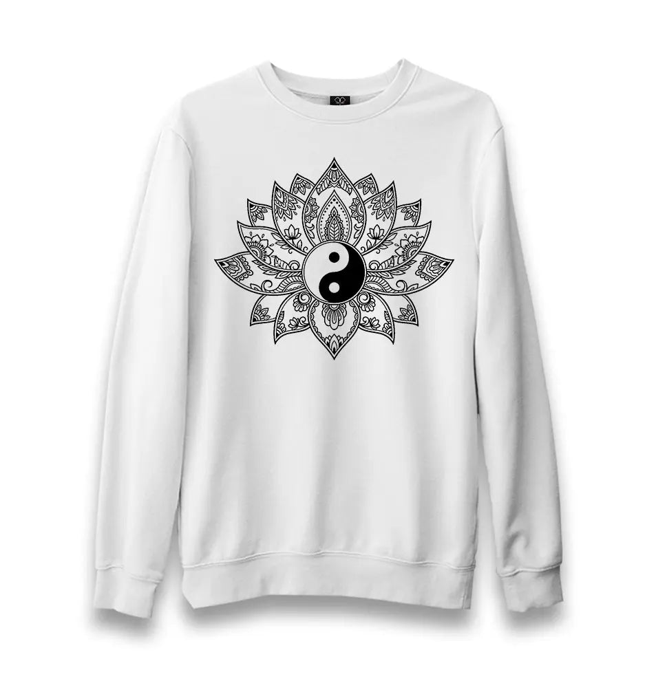 Lily Yin Yang Unisex White Sweatshirt - Premium  from W.E.N.S. WIND - Just 10990! Shop now at W.E.N.S. WIND