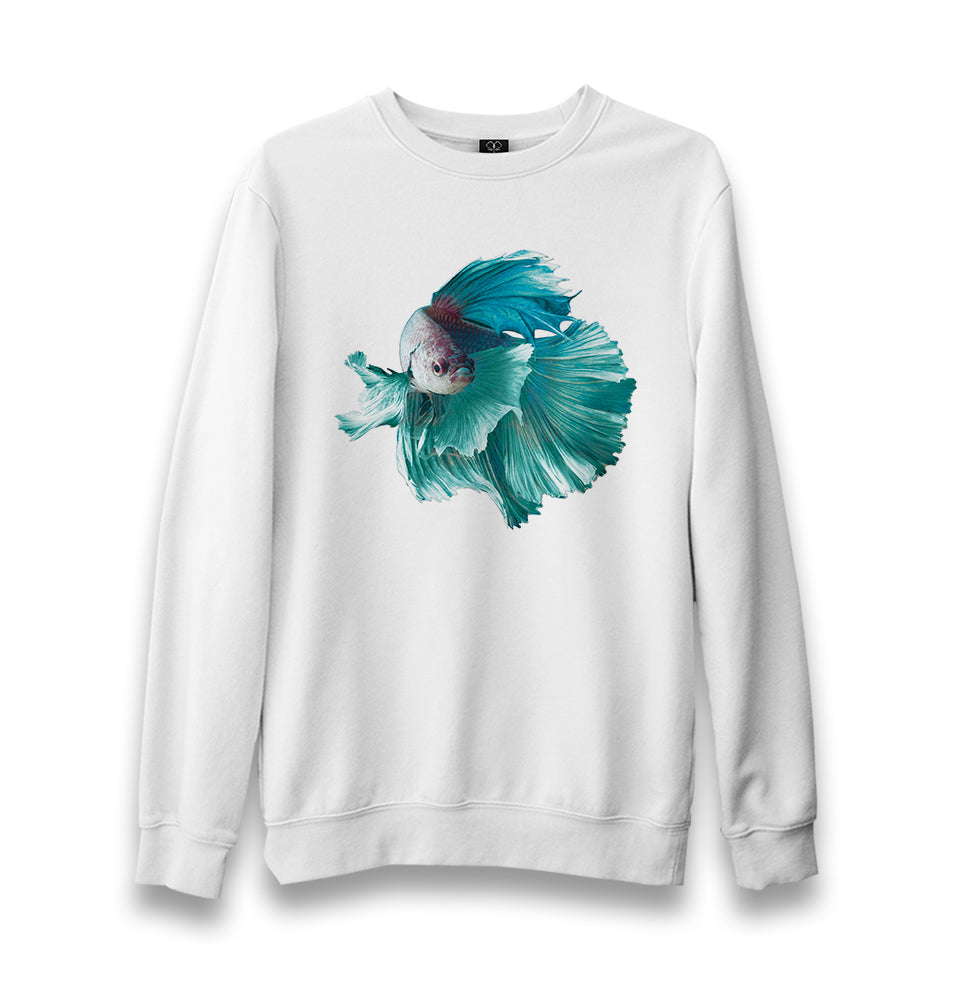 Dance In The Ocean - Fish Unisex White Sweatshirt - Premium  from W.E.N.S. WIND - Just 10990! Shop now at W.E.N.S. WIND