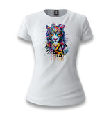 Colorful Tiger with triangles White Women T-shirt - Premium  from W.E.N.S. WIND - Just 6490! Shop now at W.E.N.S. WIND