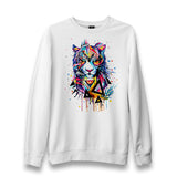 Colorful Tiger with triangles Unisex White Sweatshirt - Premium  from W.E.N.S. WIND - Just 10990! Shop now at W.E.N.S. WIND