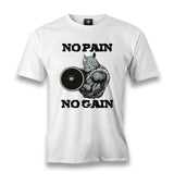 No Pain No Gain Rhino - Body Building Men's White Tshirt - Premium  from W.E.N.S. WIND - Just 6490! Shop now at W.E.N.S. WIND