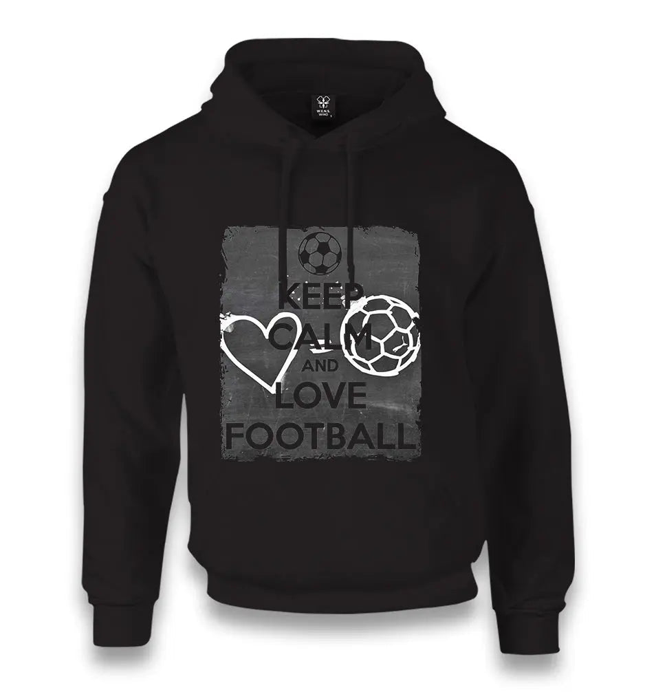 Keep Calm And Love Football Unisex Black Hoodie - Premium  from W.E.N.S. WIND - Just 11990! Shop now at W.E.N.S. WIND
