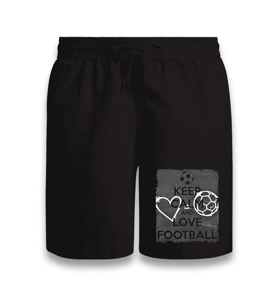 Keep Calm And Love Football Black Shorts - Premium  from W.E.N.S. WIND - Just 7990! Shop now at W.E.N.S. WIND