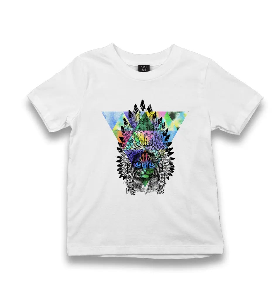 Sitting Cat Indian Kid's White Tshirt - Premium  from W.E.N.S. WIND - Just 5990! Shop now at W.E.N.S. WIND