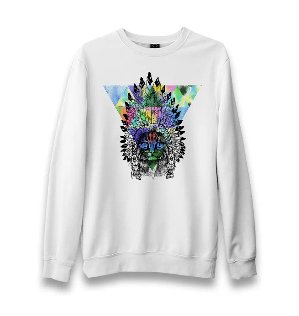Sitting Cat Indian Unisex White Sweatshirt - Premium  from W.E.N.S. WIND - Just 10990! Shop now at W.E.N.S. WIND