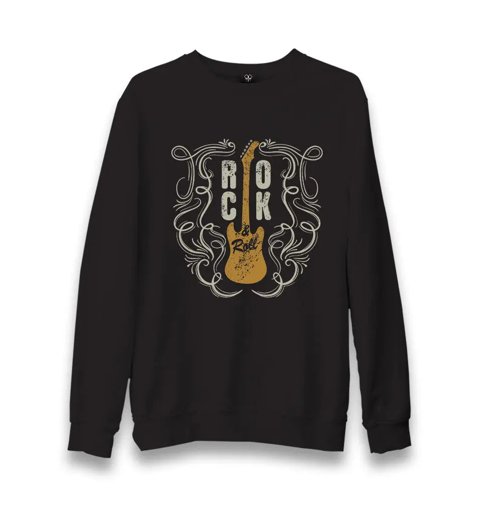 Rock N Roll Guitar Unisex Black Sweatshirt - Premium  from W.E.N.S. WIND - Just 10990! Shop now at W.E.N.S. WIND