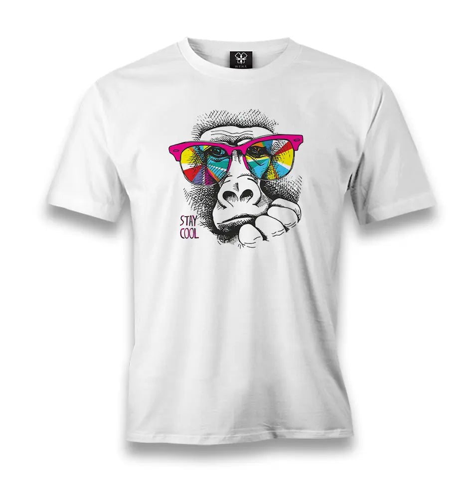 Stay Cool - Monkey Men's White Tshirt - Premium  from W.E.N.S. WIND - Just 6490! Shop now at W.E.N.S. WIND