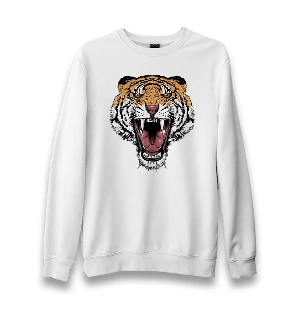 Wild Tiger Unisex White Sweatshirt - Premium  from W.E.N.S. WIND - Just 10990! Shop now at W.E.N.S. WIND