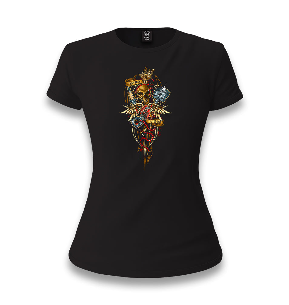 Motorcycle - Heartbeat Women's Black T-shirt - Premium  from W.E.N.S. WIND - Just 6490! Shop now at W.E.N.S. WIND