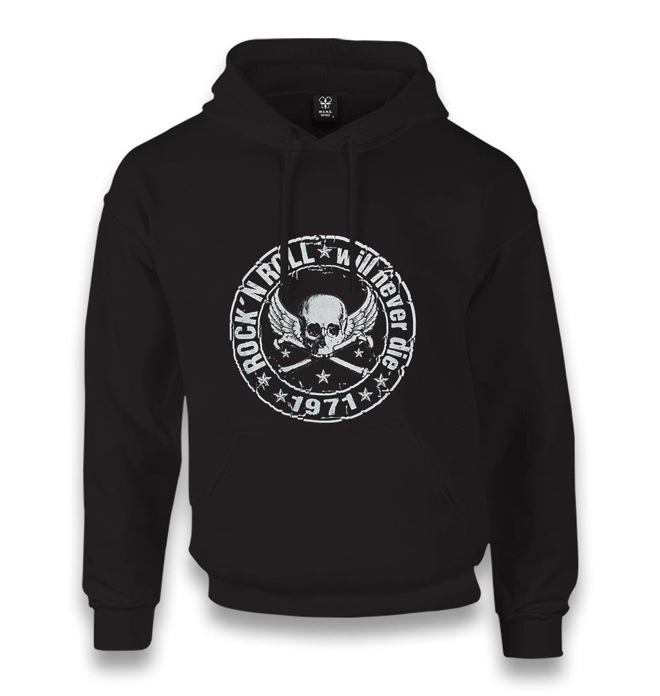 Rock N Roll Never Die Unisex Black Hoodie - Premium  from W.E.N.S. WIND - Just 11990! Shop now at W.E.N.S. WIND