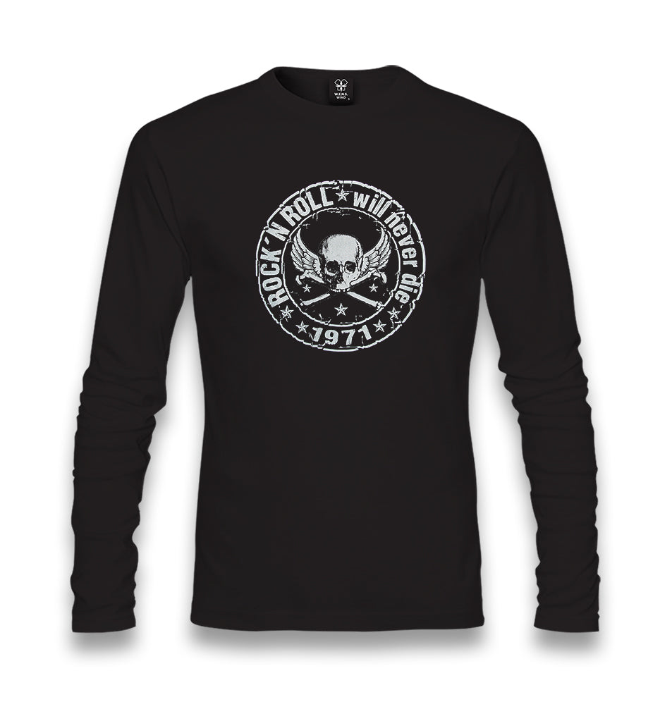 Rock N Roll Never Die Unisex Black Longsleeve - Premium  from W.E.N.S. WIND - Just 7990! Shop now at W.E.N.S. WIND