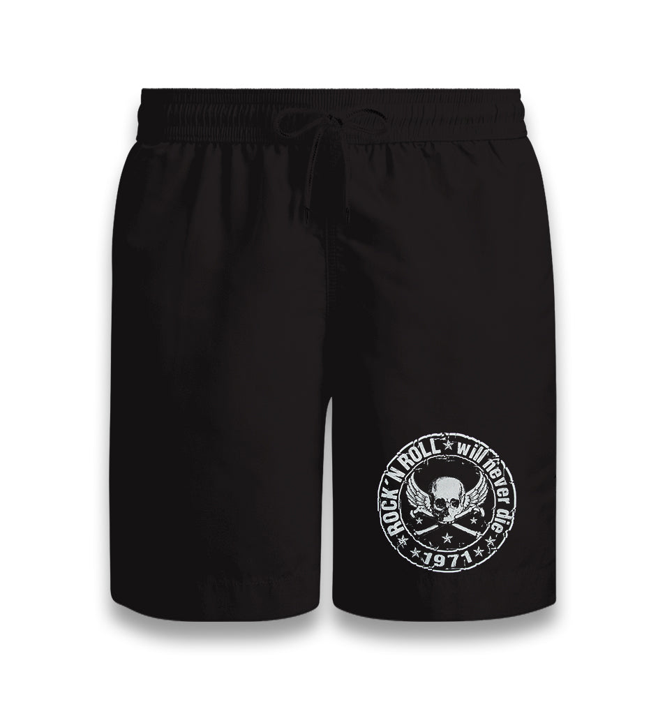 Rock N Roll Never Die Black Shorts - Premium  from W.E.N.S. WIND - Just 7990! Shop now at W.E.N.S. WIND