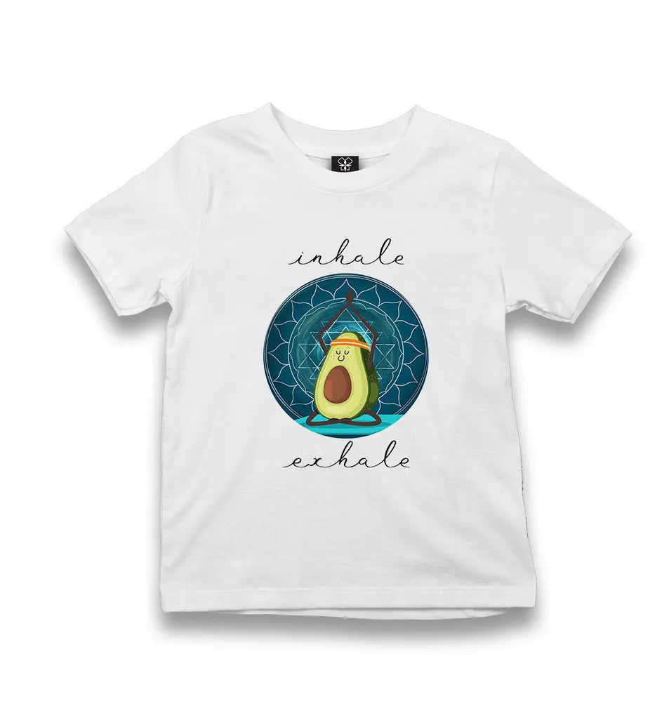 Yoga - Avocado Inhale Kid's White Tshirt - Premium  from W.E.N.S. WIND - Just 5990! Shop now at W.E.N.S. WIND