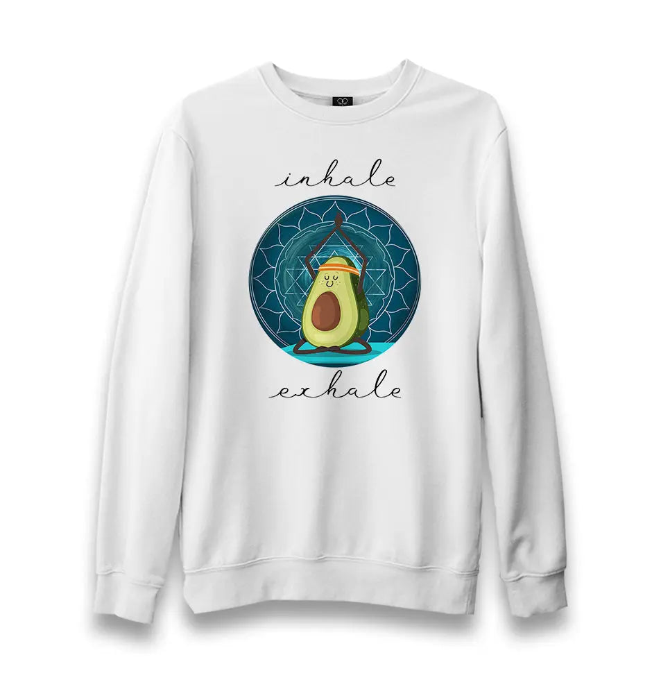 Yoga - Avocado Inhale Unisex White Sweatshirt - Premium  from W.E.N.S. WIND - Just 10990! Shop now at W.E.N.S. WIND