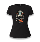 I Was Born Genius Women's Black T-shirt - Premium  from W.E.N.S. WIND - Just 6490! Shop now at W.E.N.S. WIND