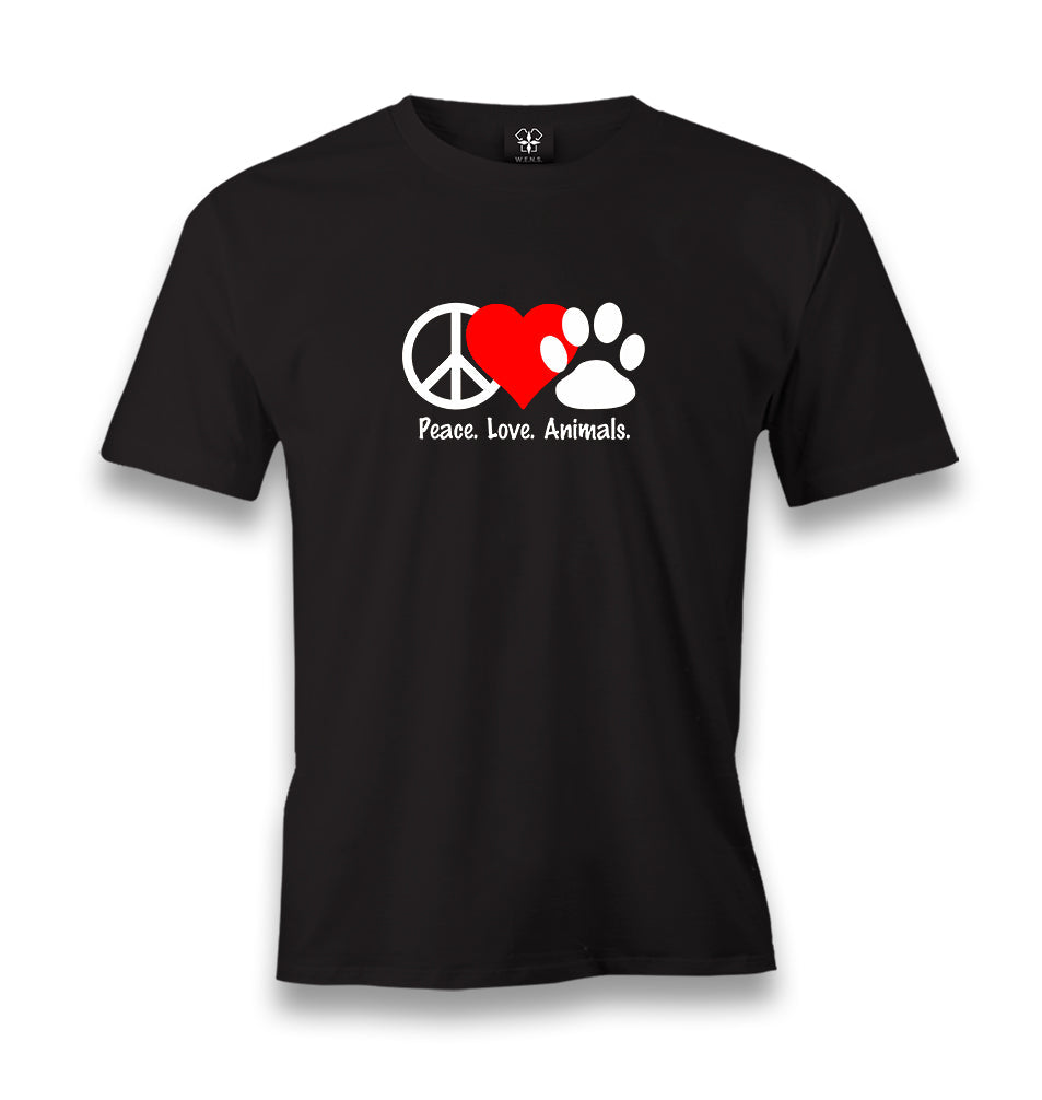 Peace Love Animals Men's Black Tshirt - Premium  from W.E.N.S. WIND - Just 6490! Shop now at W.E.N.S. WIND