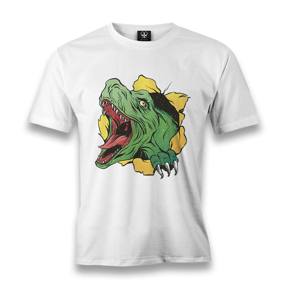 A Dinosaur Tearing Up the Tshirt Men's White Tshirt - Premium  from W.E.N.S. WIND - Just 6490! Shop now at W.E.N.S. WIND