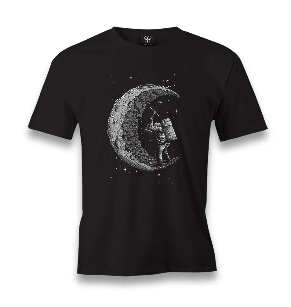 Space - Moon Miner Men's Black Tshirt - Premium  from W.E.N.S. WIND - Just 6490! Shop now at W.E.N.S. WIND