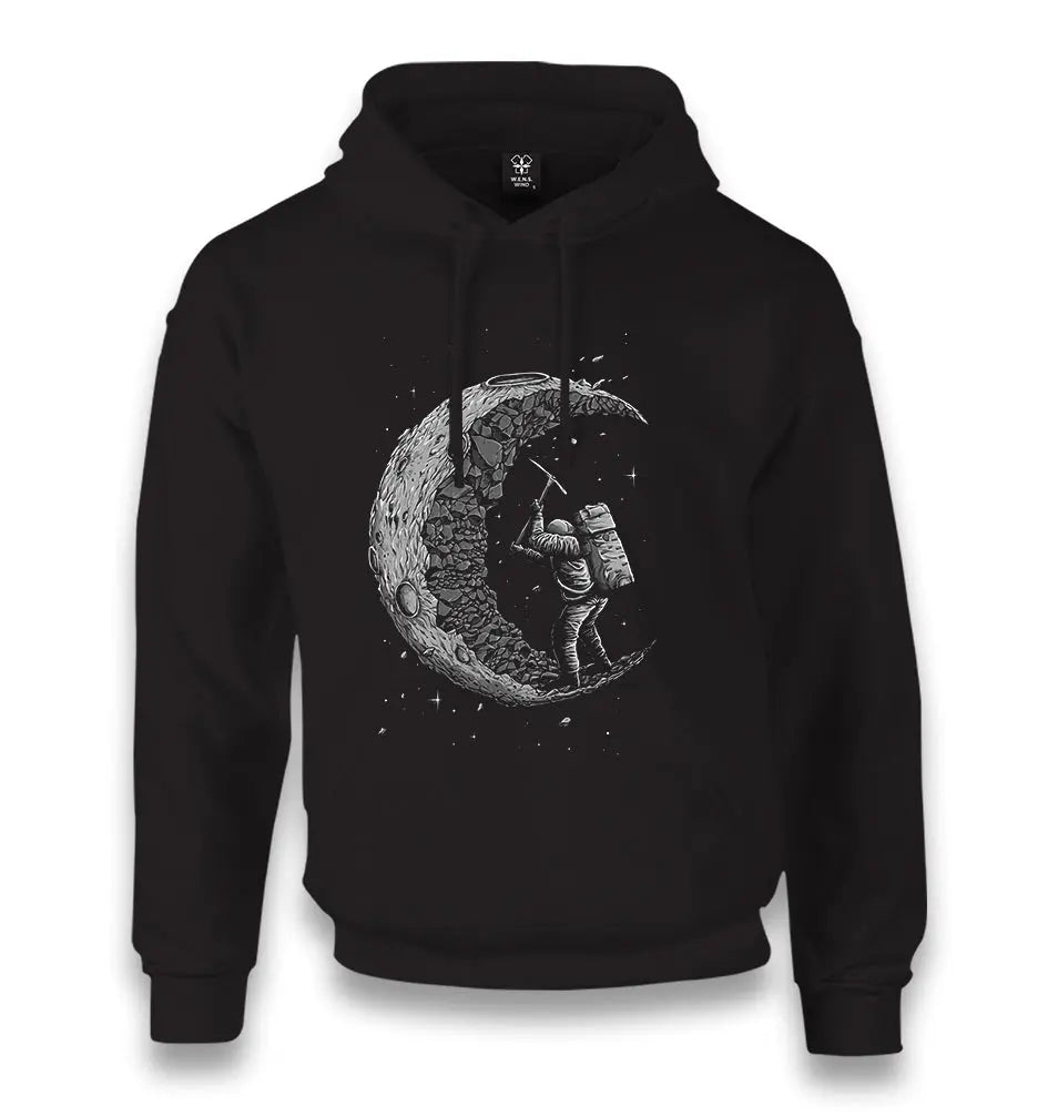 Space - Moon Miner Unisex Black Hoodie - Premium  from W.E.N.S. WIND - Just 11990! Shop now at W.E.N.S. WIND