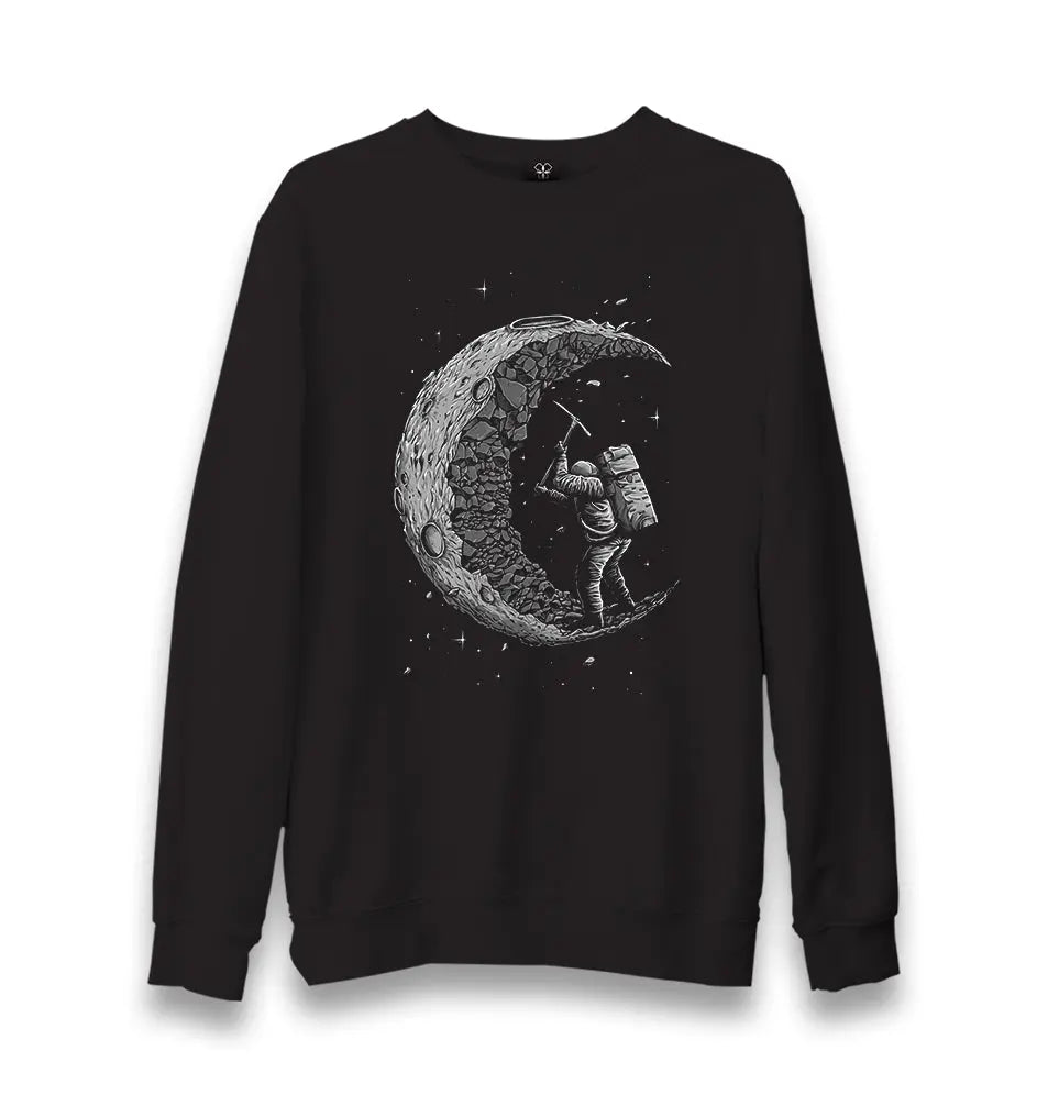 Space - Moon Miner Unisex Black Sweatshirt - Premium  from W.E.N.S. WIND - Just 10990! Shop now at W.E.N.S. WIND