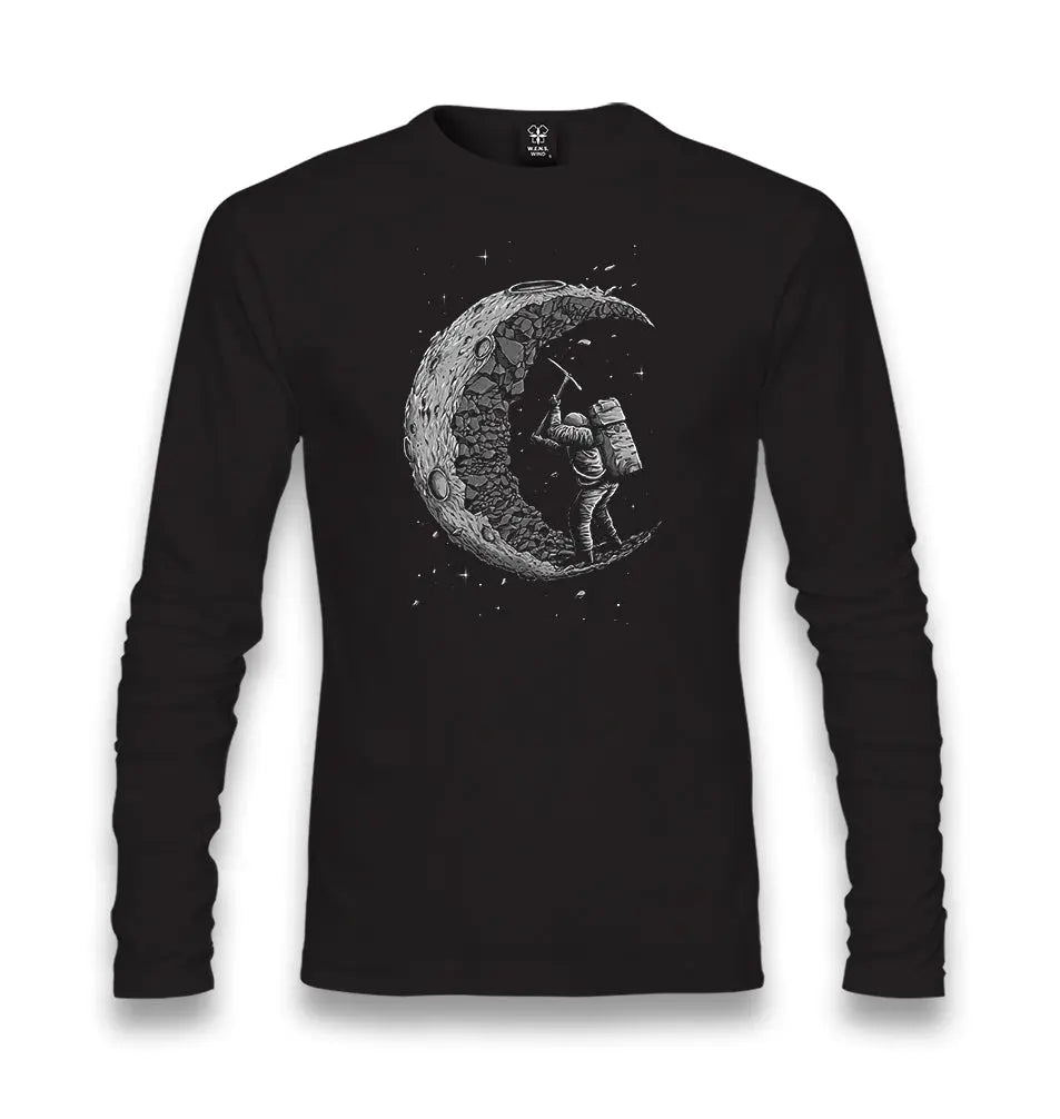 Space - Moon Miner Unisex Black Longsleeve - Premium  from W.E.N.S. WIND - Just 7990! Shop now at W.E.N.S. WIND