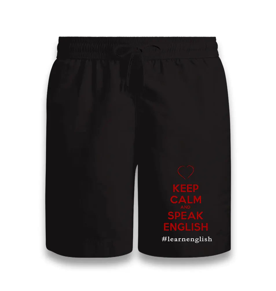 Keep Calm And Speak English Black Shorts - Premium  from W.E.N.S. WIND - Just 7990! Shop now at W.E.N.S. WIND