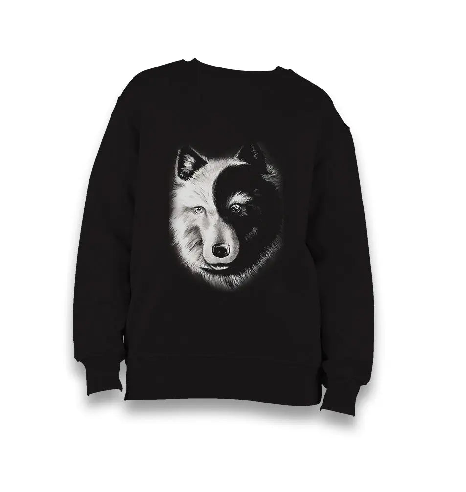 Wolf - Yin Yang Kid's Black Sweatshirt - Premium  from W.E.N.S. WIND - Just 7990! Shop now at W.E.N.S. WIND