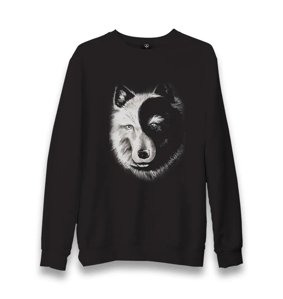 Wolf - Yin Yang Unisex Black Sweatshirt - Premium  from W.E.N.S. WIND - Just 10990! Shop now at W.E.N.S. WIND