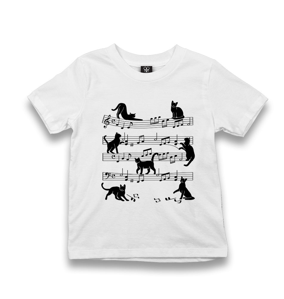 Cats and Notes Kid's White Tshirt - Premium  from W.E.N.S. WIND - Just 5990! Shop now at W.E.N.S. WIND