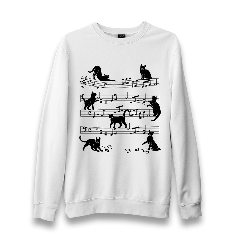 Cats and Notes Unisex White Sweatshirt - Premium  from W.E.N.S. WIND - Just 10990! Shop now at W.E.N.S. WIND