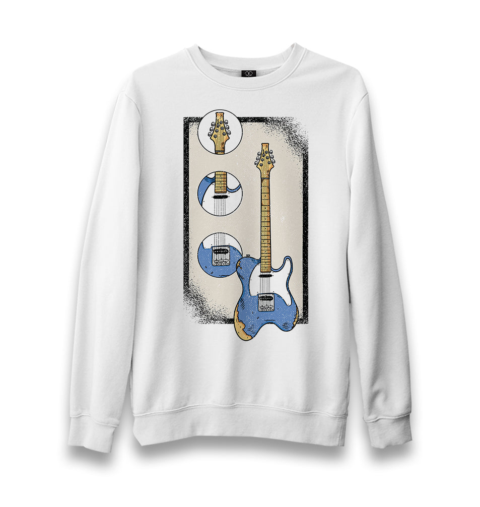 Blue Electric Guitar Unisex White Sweatshirt - Premium  from W.E.N.S. WIND - Just 10990! Shop now at W.E.N.S. WIND