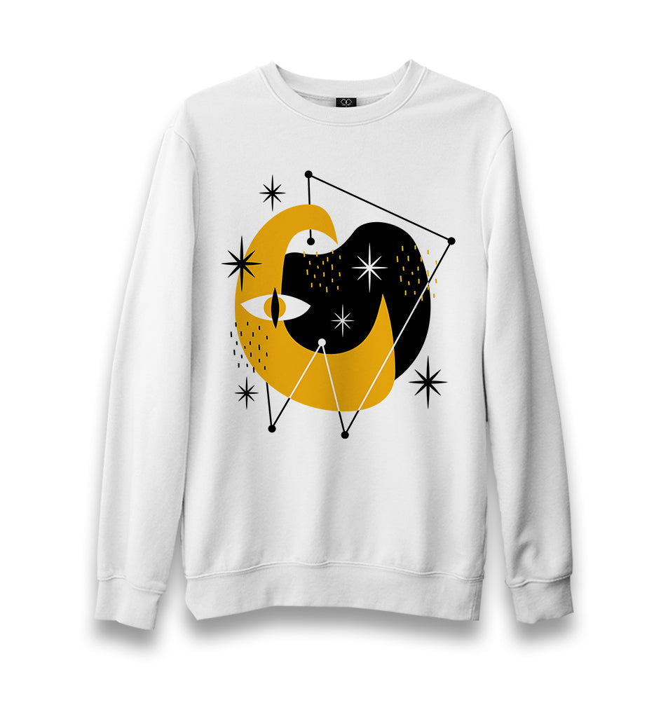 Moon and Stars Abstract Unisex White Sweatshirt - Premium  from W.E.N.S. WIND - Just 10990! Shop now at W.E.N.S. WIND