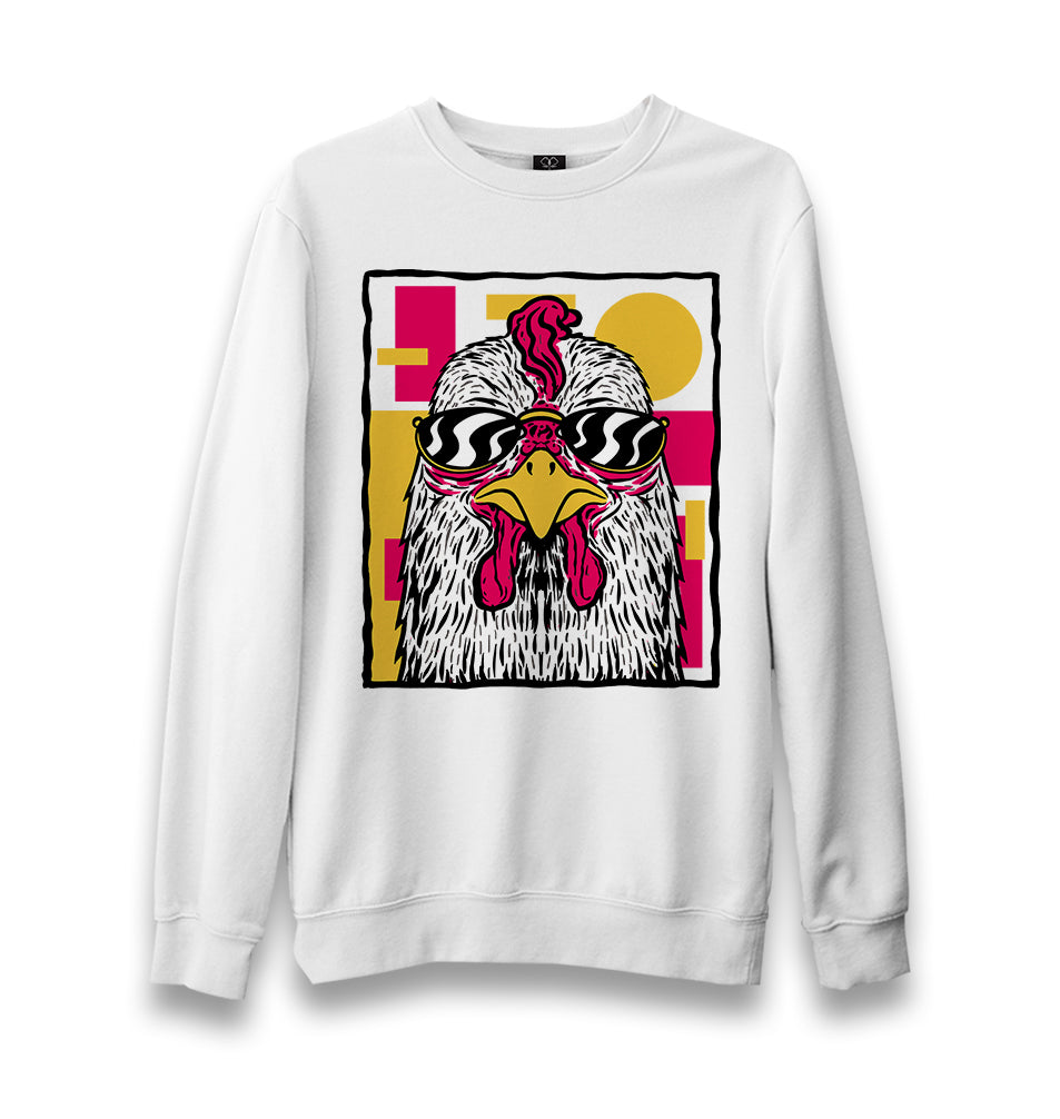 Cool Rooster Wearing Sunglasses Unisex White Sweatshirt - Premium  from W.E.N.S. WIND - Just 10990! Shop now at W.E.N.S. WIND