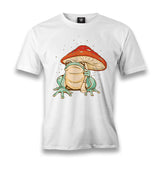 A Frog with a Mushroom Umbrella Men's White Tshirt - Premium  from W.E.N.S. WIND - Just 6490! Shop now at W.E.N.S. WIND