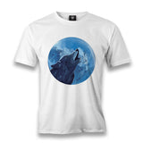 A Wolf Howling with the Blue Moon Men's White Tshirt - Premium  from W.E.N.S. WIND - Just 6490! Shop now at W.E.N.S. WIND