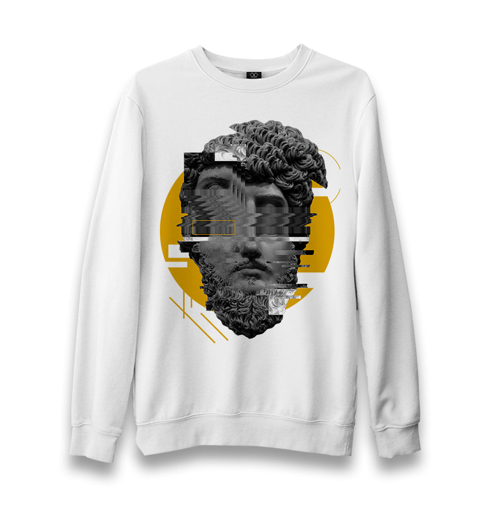 Wavy Sculpture Head Unisex White Sweatshirt - Premium  from W.E.N.S. WIND - Just 10990! Shop now at W.E.N.S. WIND