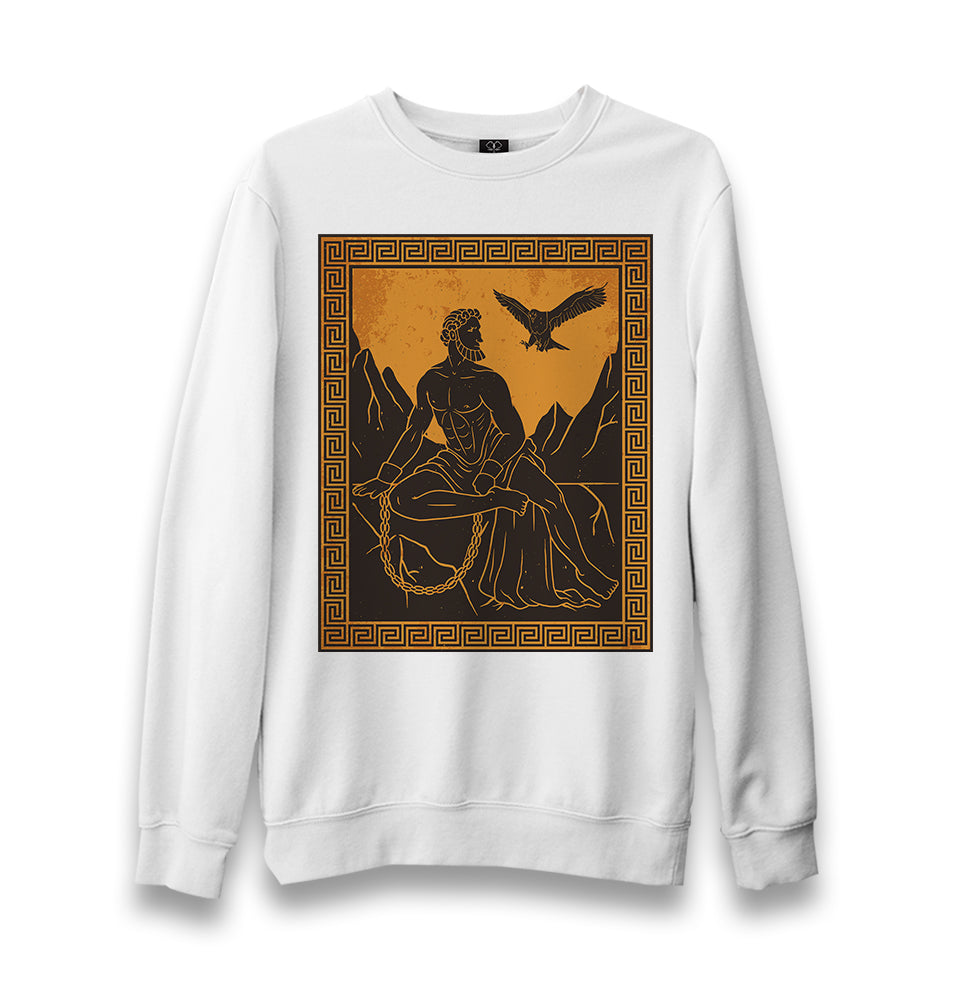 Prometheus and the Eagle from Greek Mythology Unisex White Sweatshirt - Premium  from W.E.N.S. WIND - Just 10990! Shop now at W.E.N.S. WIND